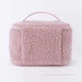 Autumn Winter New Arrival Lamb Wool Sherpa Makeup Bag Box Travel Cosmetic Toiletry Bag Case